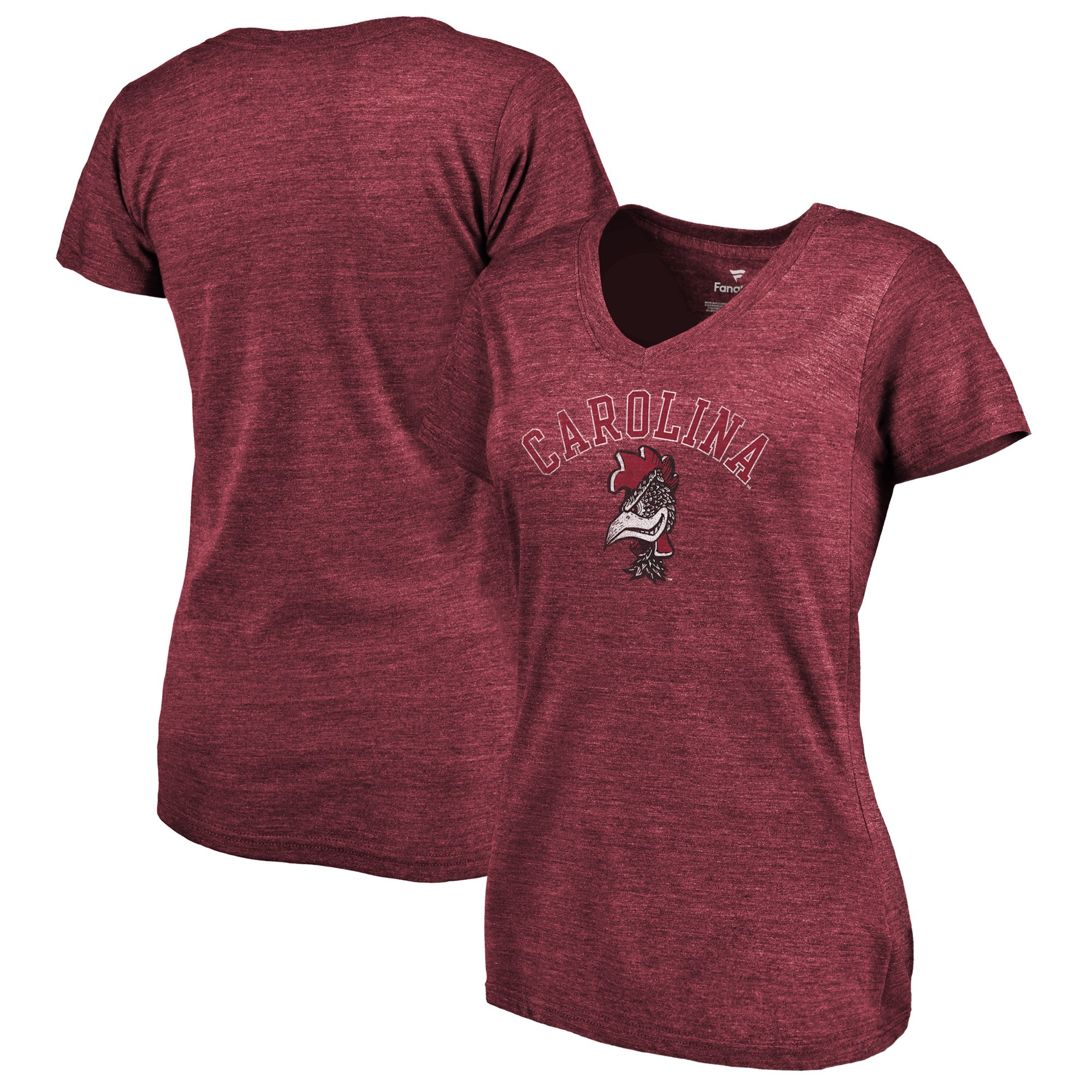 2020 NCAA Fanatics Branded South Carolina Gamecocks Women Garnet Vault Arch Over Logo TriBlend VNeck TShirt->ncaa t-shirts->Sports Accessory